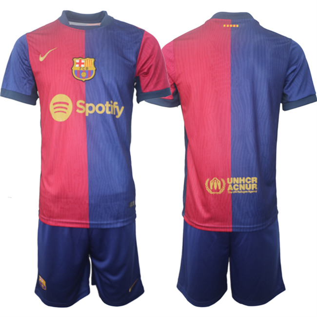 Men's Barcelona Custom Blue/Red 2024-25 Home Soccer Jersey Suit